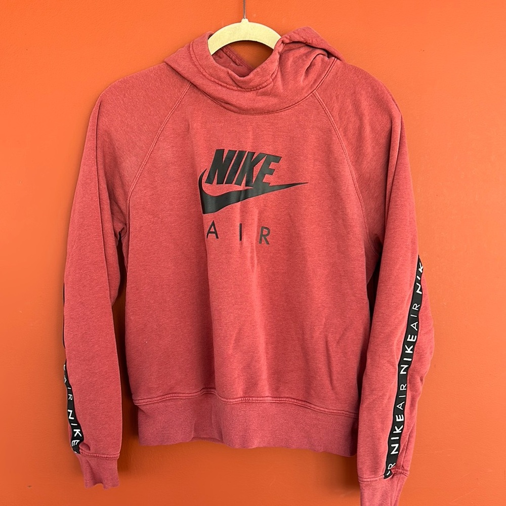 Nike Air Red Hoodie with Logo Stripes